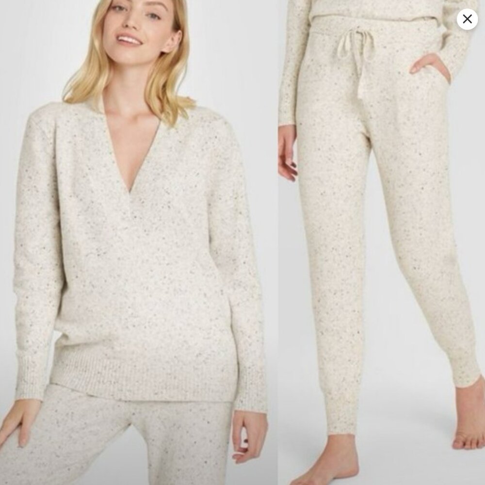 Stars Above White Cream Speckled Sweater Set Loungewear Size XXL